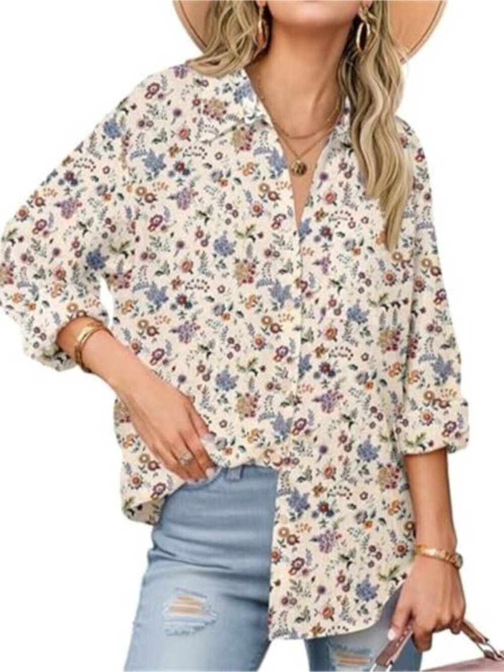 Women's Button Down Shirt Long Sleeve Cotton Gauze Top